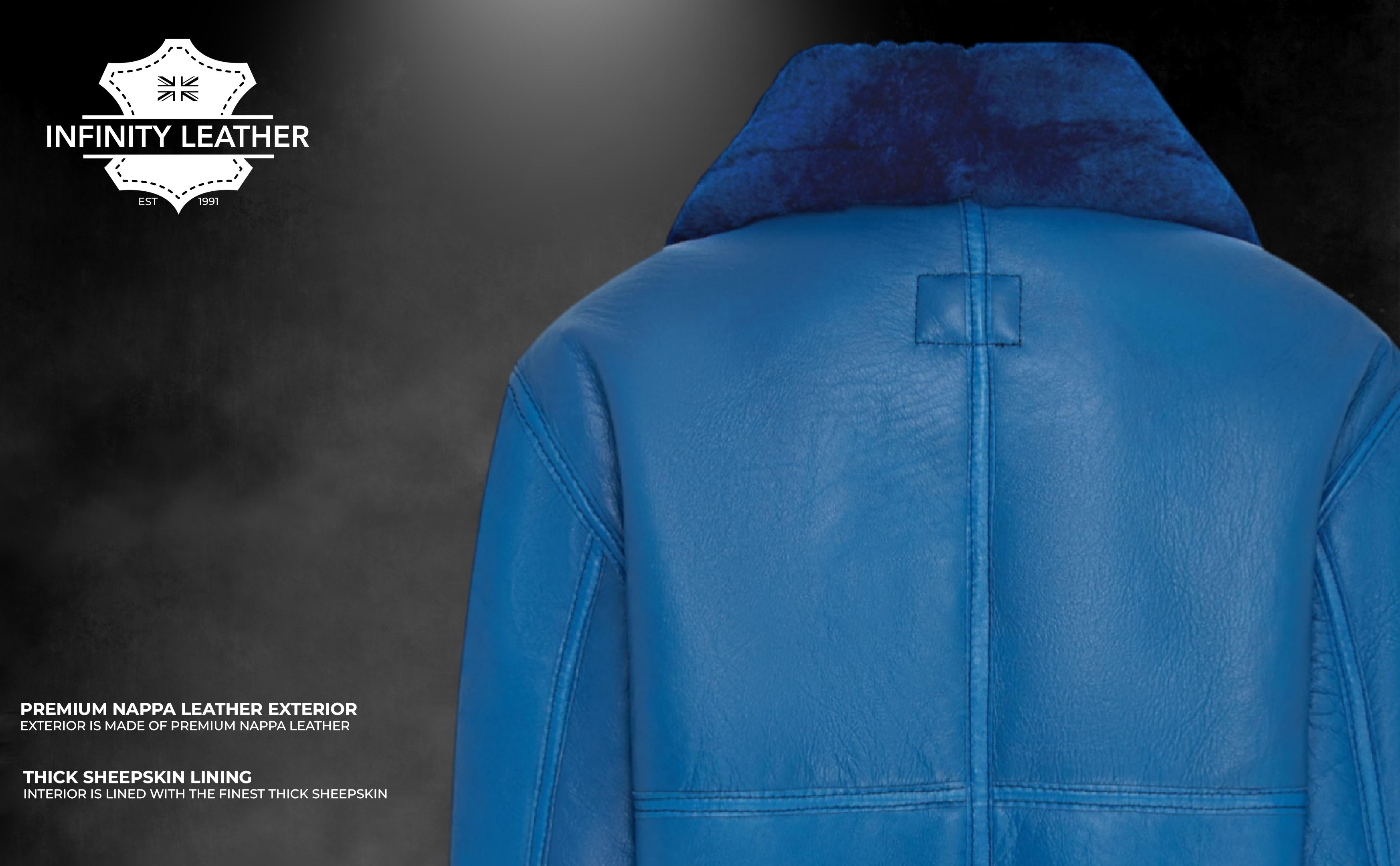 Herren Blaue Schaffell Aviator WW2 Bomber Flug B3 RAF Schafleder